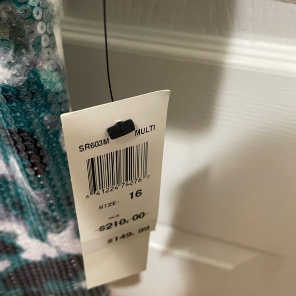 Teal, white & gray sequin dress - Picture 3 of 4